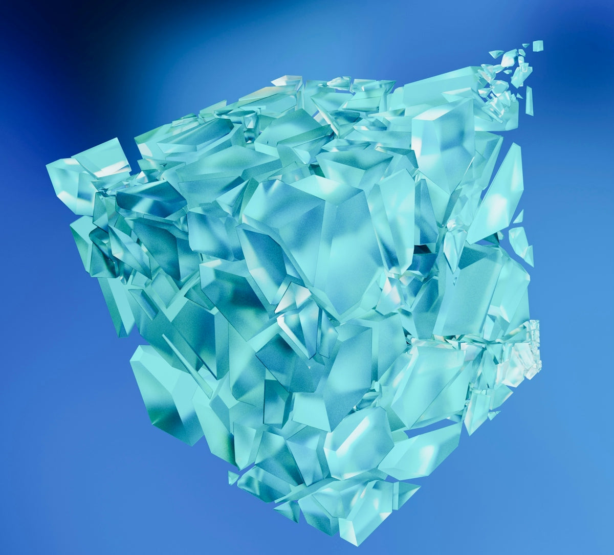 A blue diamond on a blue background