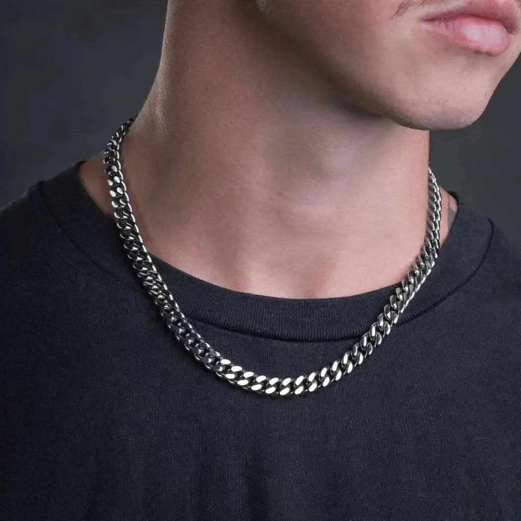 Black Alloy Diamond-Cut Cuban Link Chain