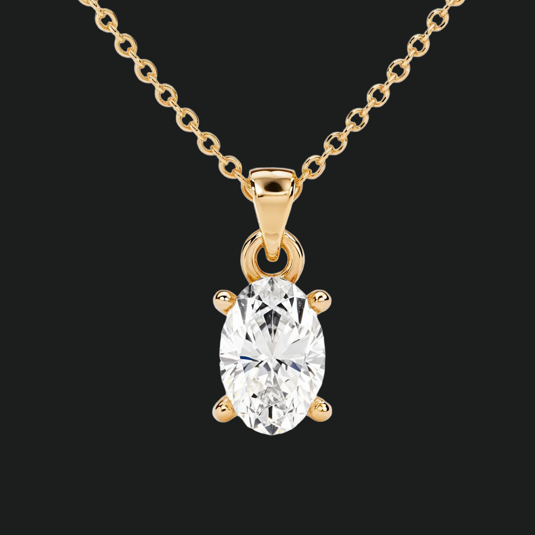 Oval Diamond Solitaire Anhänger - 9kt Weißgold mit Laborgewachsenen Diamanten