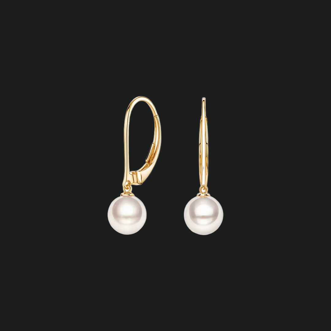 Okrugle naušnice s biserom - 9kt bijelo zlato s dijamantnim dijamantima u laboratoriju