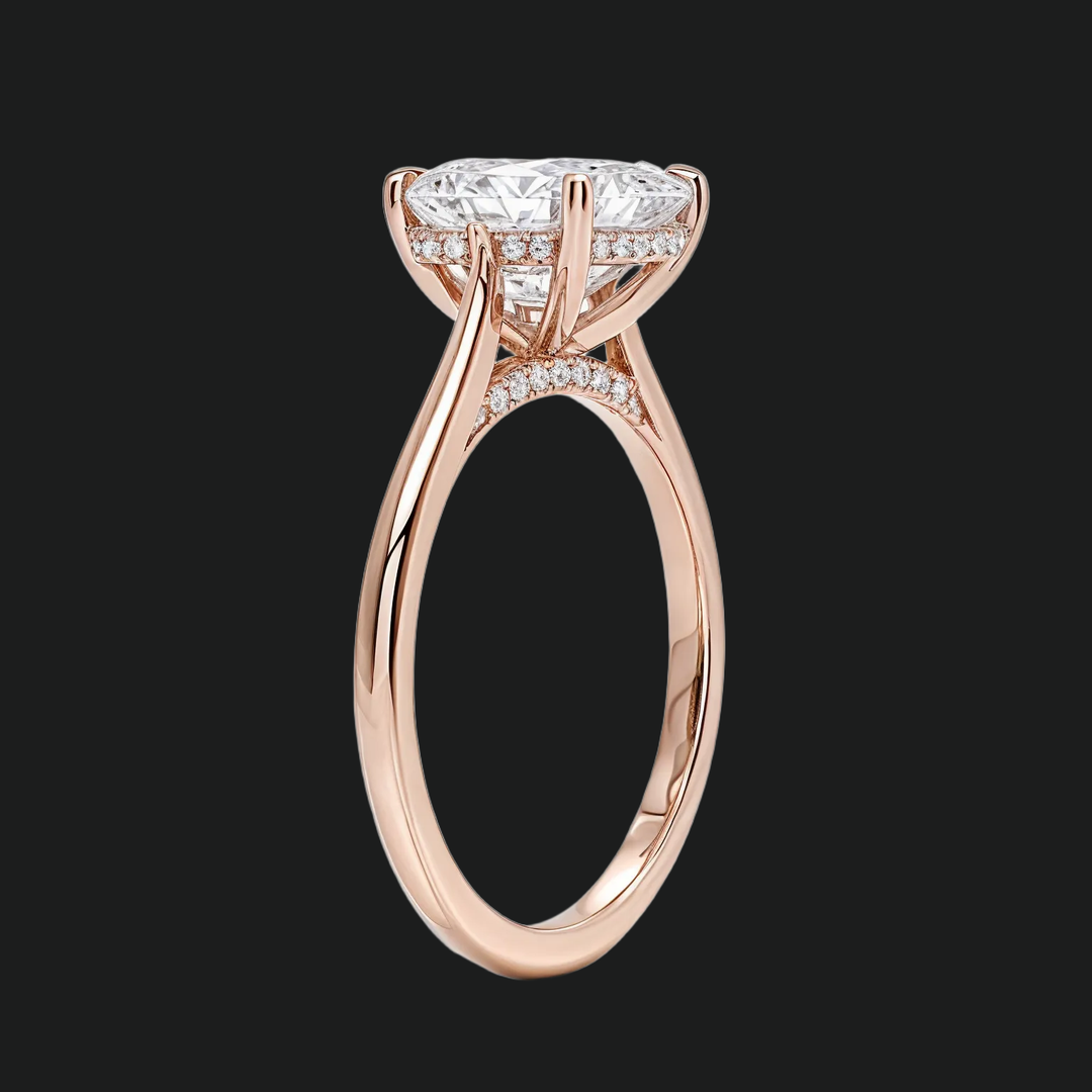 Asscher Cut Hidden Halo Engagement Ring
