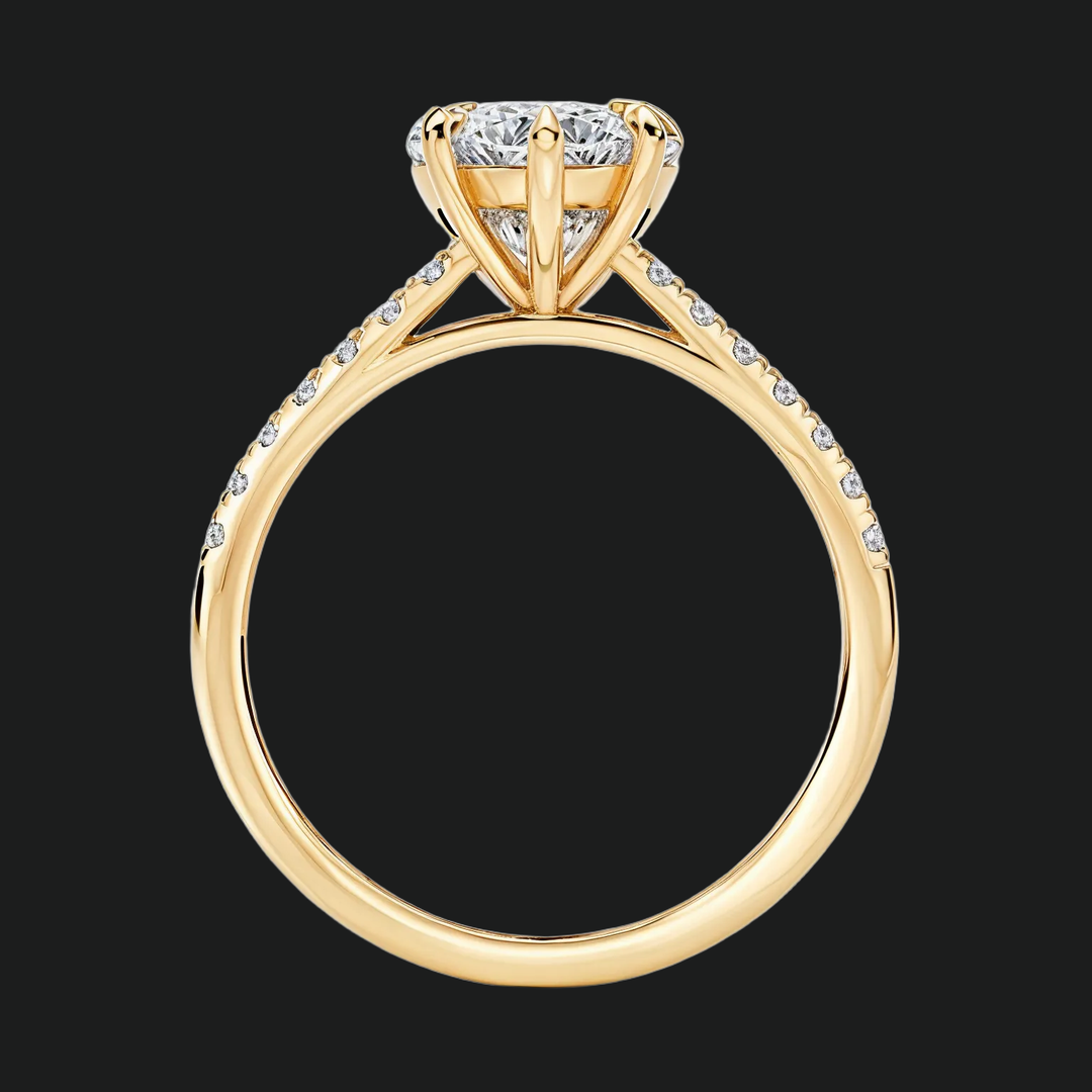 Heart Cut Cathedral Engagement Ring with Pavé Diamond Band