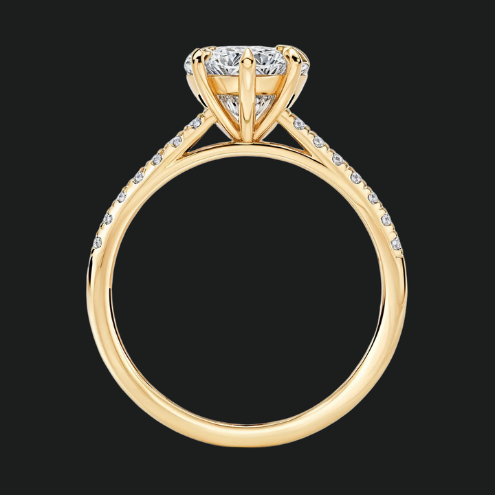 Heart Cut Cathedral Engagement Ring with Pavé Diamond Band