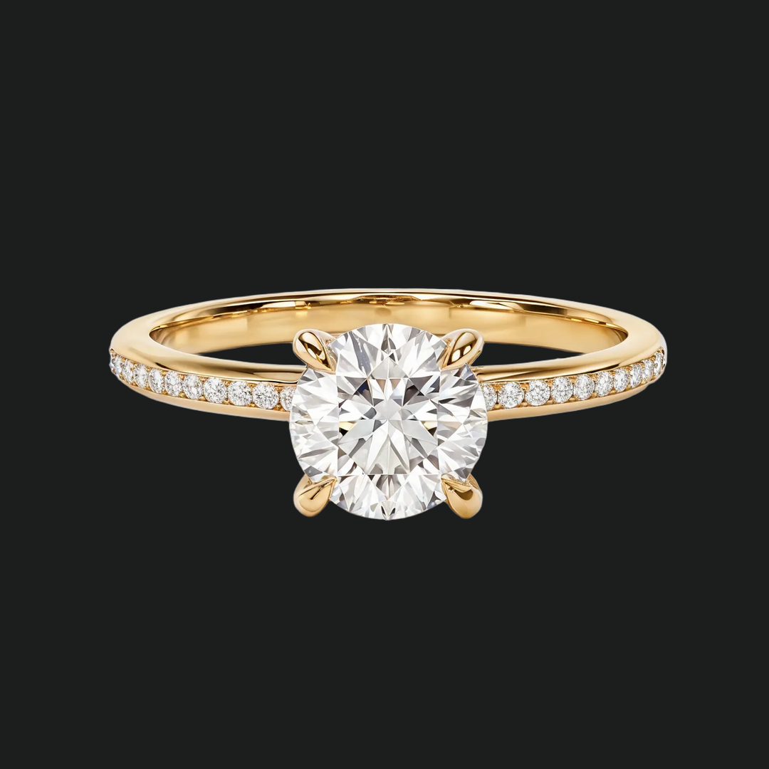 Channel Set Round Diamond Accents Engagement Ring in 9kt White Gold