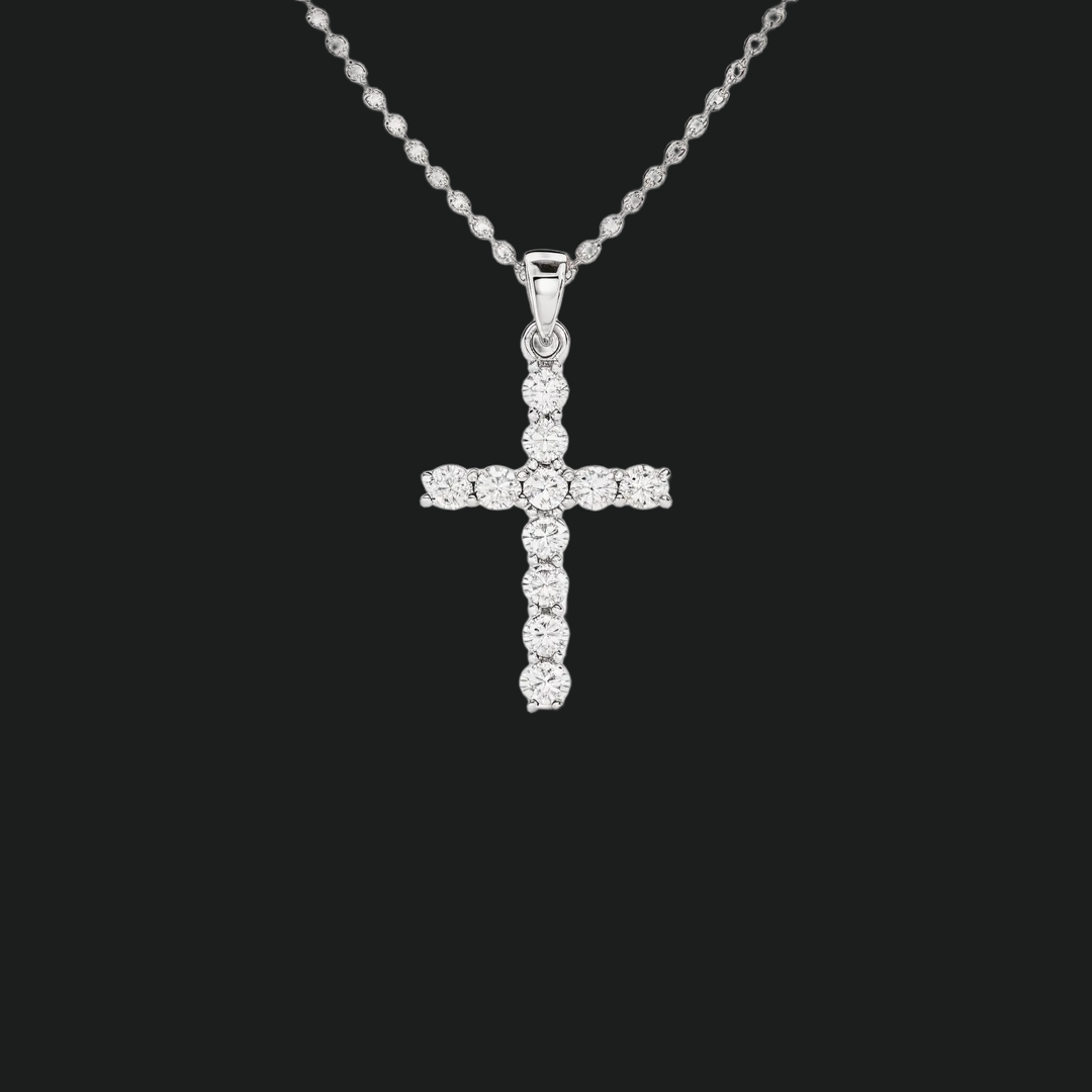 Round Diamond Cross Pendant Necklace