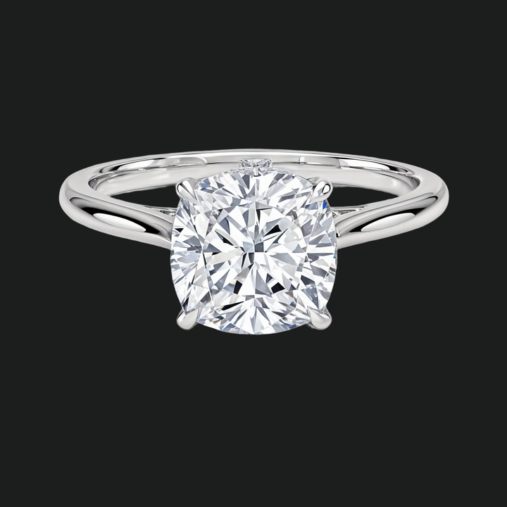 Cushion Cut Hidden Halo Engagement Ring
