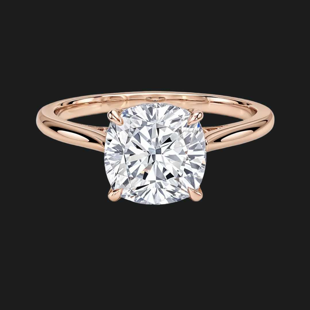 Cushion Cut Hidden Halo Engagement Ring