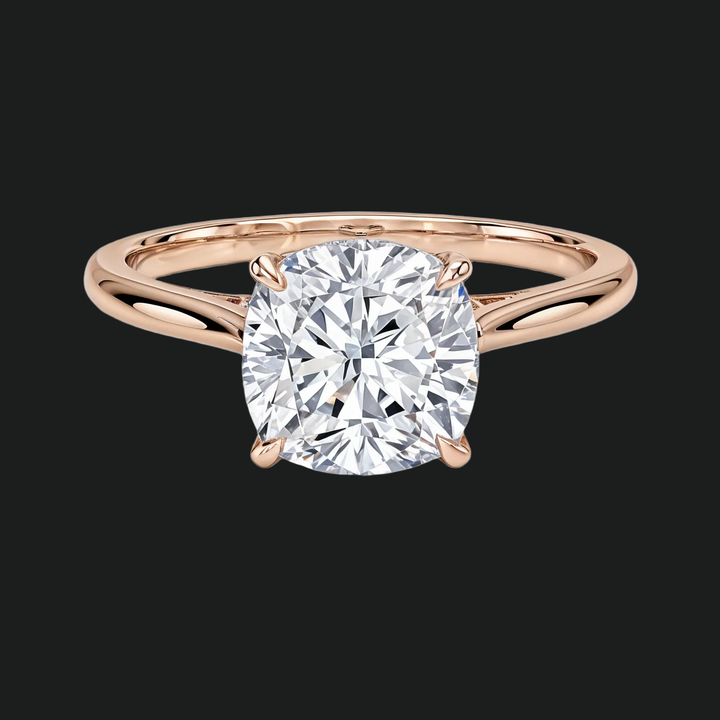 Cushion Cut Hidden Halo Engagement Ring