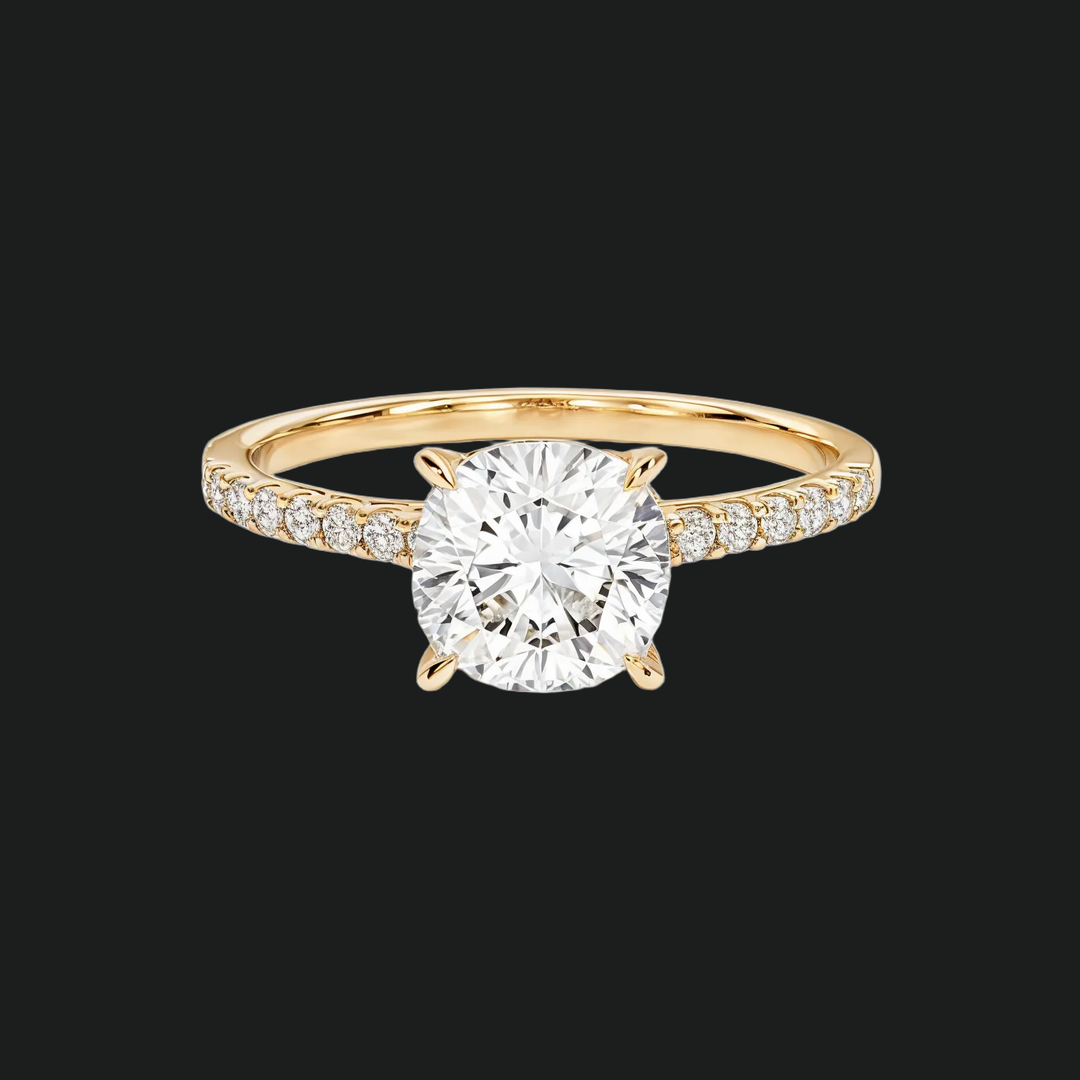 Cushion Cut Engagement Ring with Pavé Band in 9kt White Gold