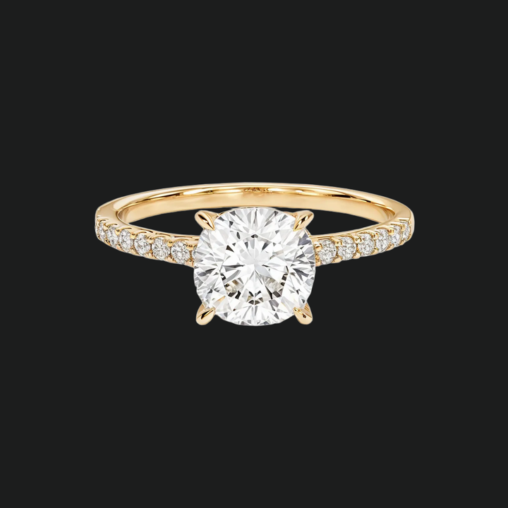 Cushion Cut Engagement Ring with Pavé Band in 9kt White Gold