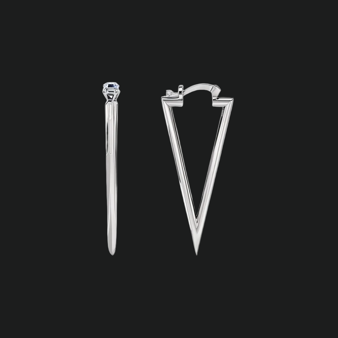 Geometrische Dreieck -Drop -Diamantohrringe