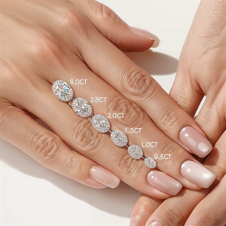 Oval Cut Halo Split Shank Engagement Ring with Diamond Pavé Band