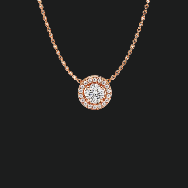 Round Diamond Halo Pendant Necklace