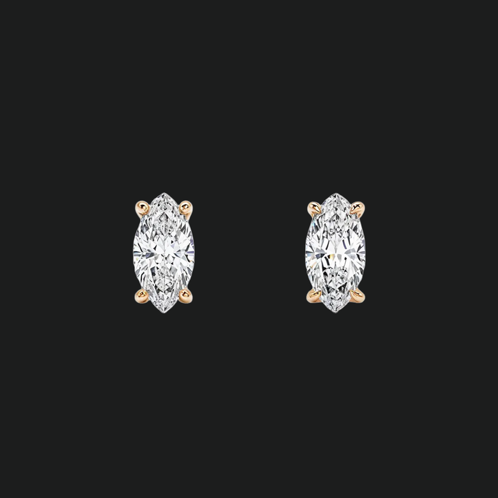 Marquise Cut Diamond Bolde Ohrringe - 9kt Weißgold mit Laborgewachsen Diamond