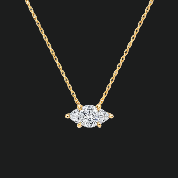 Marquise Cut Diamond Ost-West Solitaire Halskette-9kt Weißgold mit Laborgewachsen Diamond