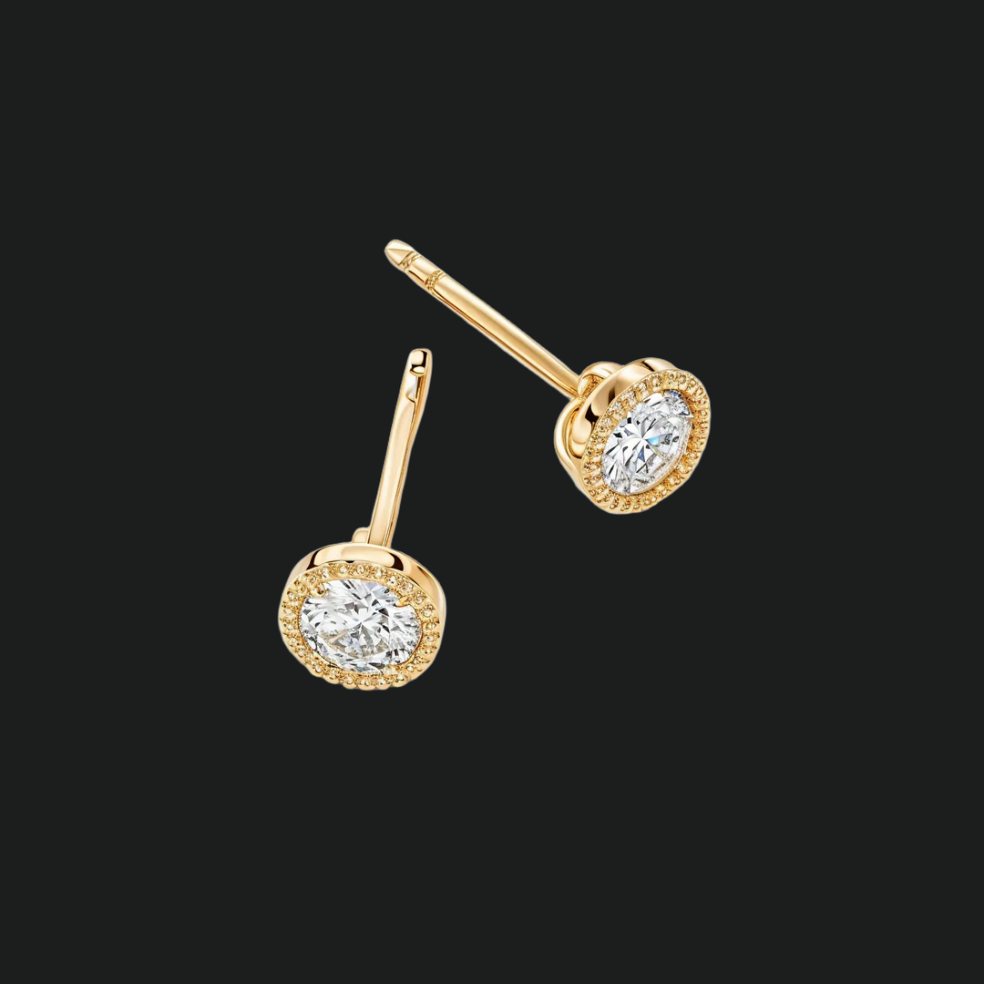 Milgrain Bezel Set rund Diamantohrringe