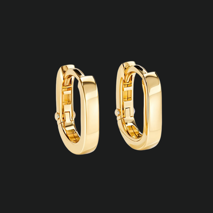 Oval Diamond Huggie Hoop Ohrringe - 9kt Weißgold mit Laborgewachsen Diamond