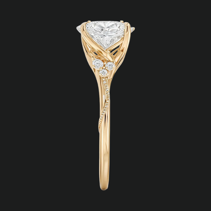 Oval Cut Floral Halo Engagement Ring