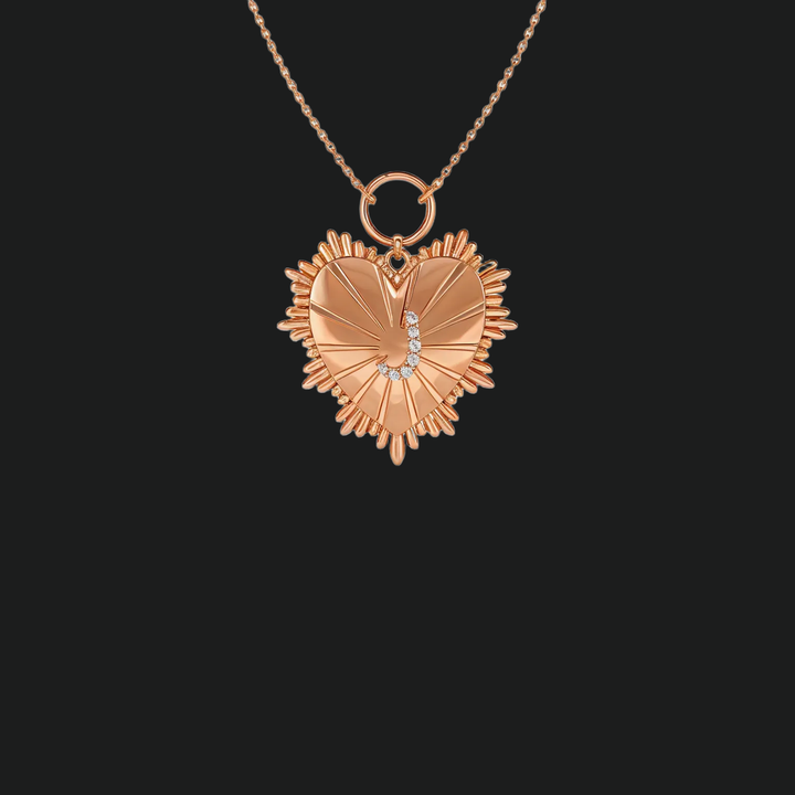 Personalisierte anfängliche Herzkette mit Diamanten