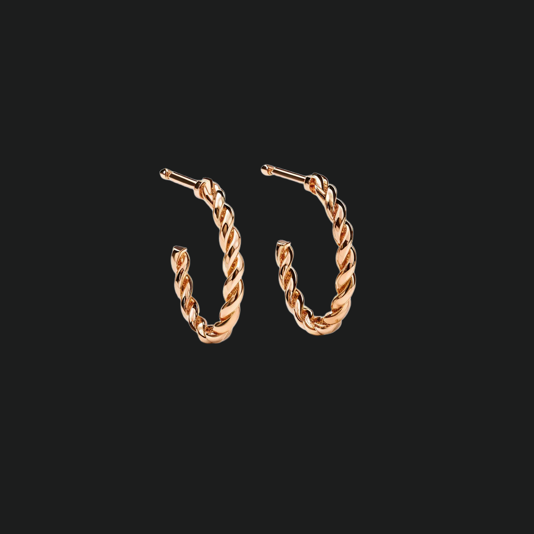 Petite Twisted Seil Diamond Hoop Ohrringe