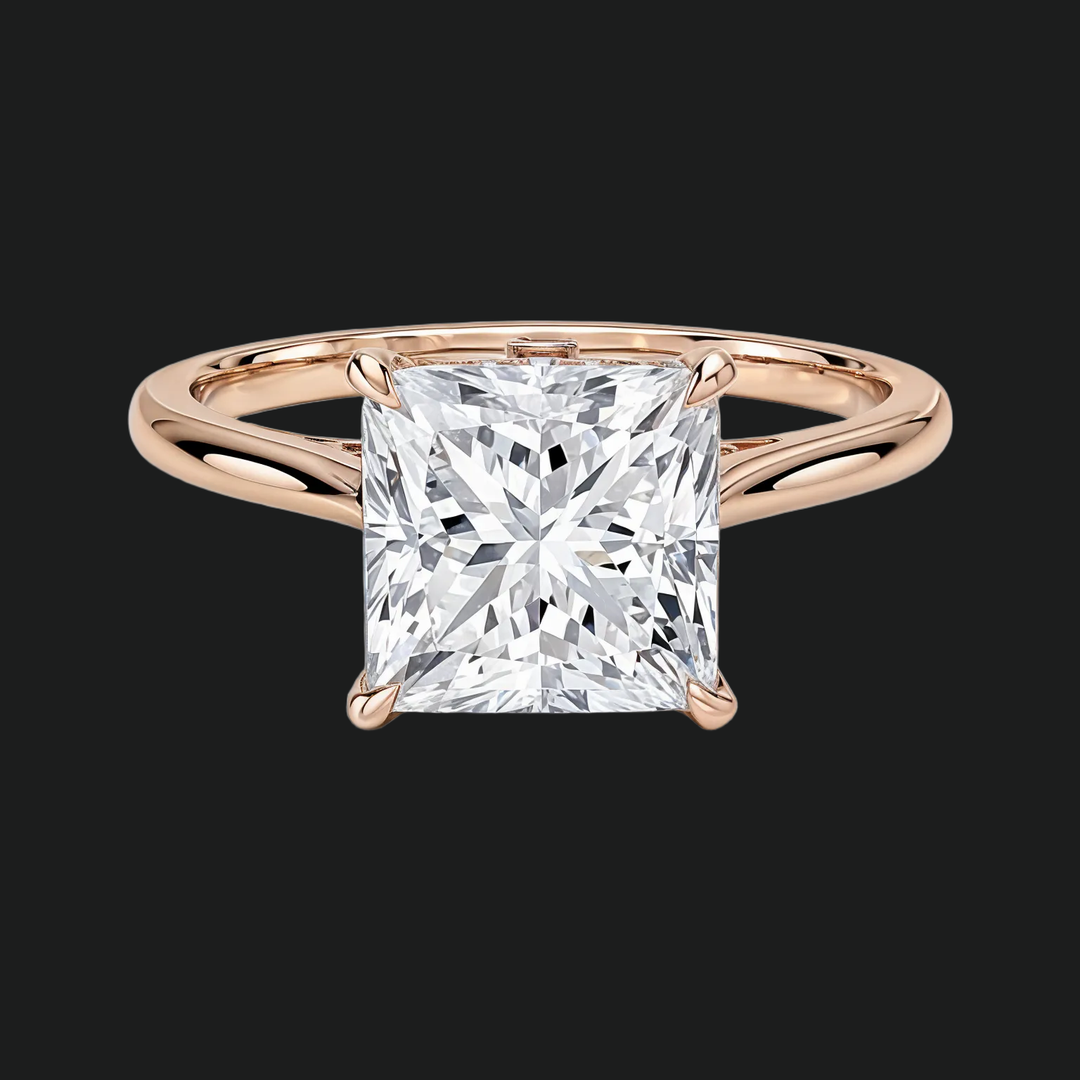 Princess Cut Hidden Halo Engagement Ring