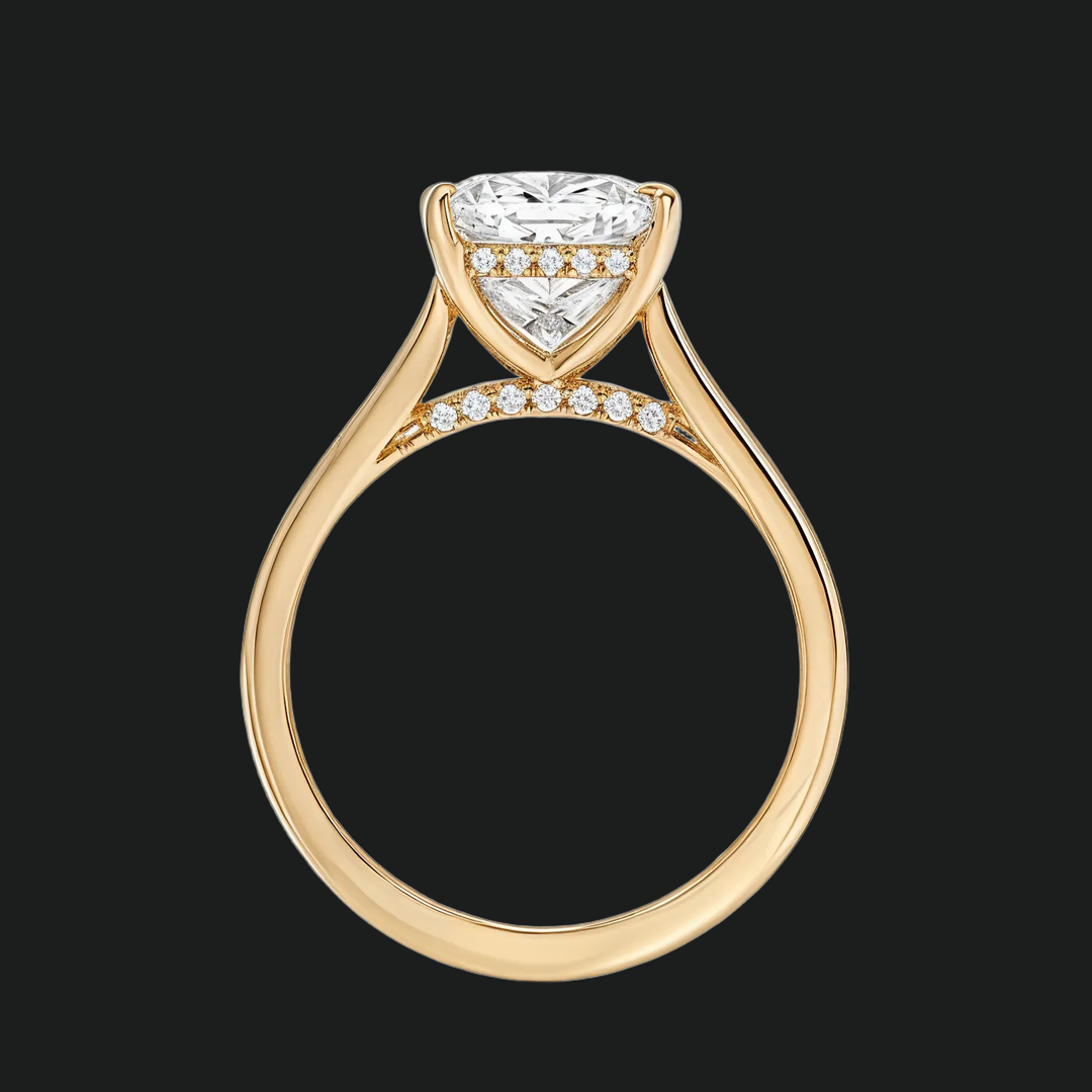 Princess Cut Hidden Halo Engagement Ring