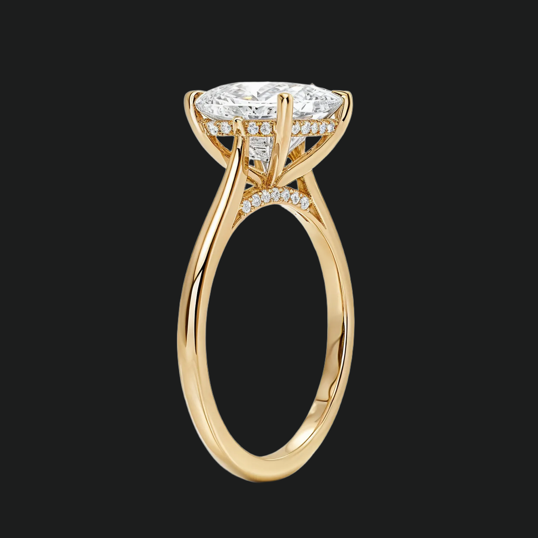 Princess Cut Hidden Halo Engagement Ring