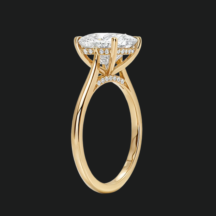 Princess Cut Hidden Halo Engagement Ring