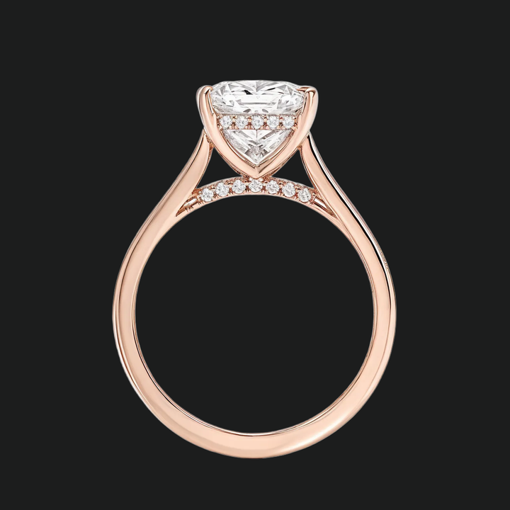 Princess Cut Hidden Halo Engagement Ring