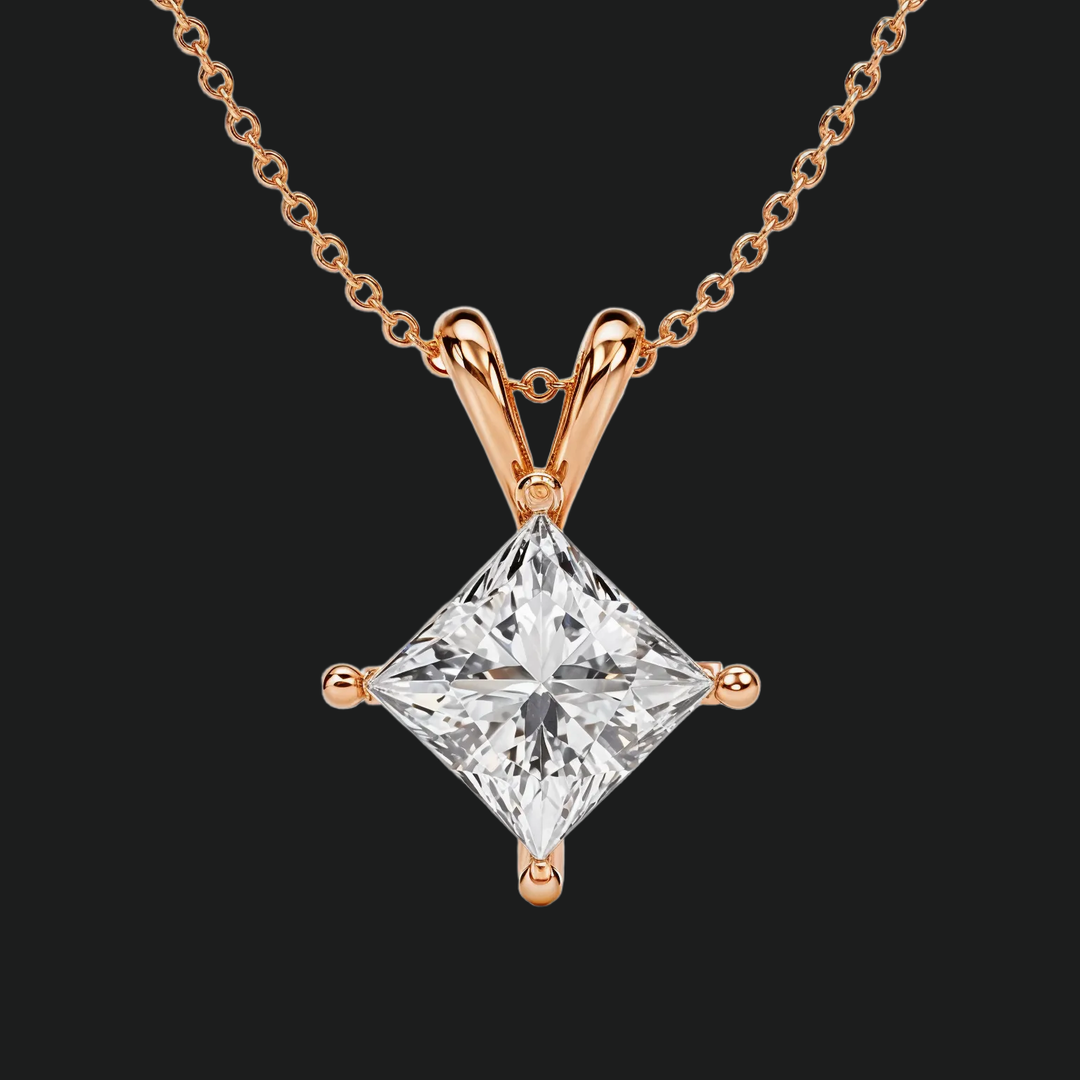 Prinzessin Cut Diamond Double Bail Solitaire Anhänger