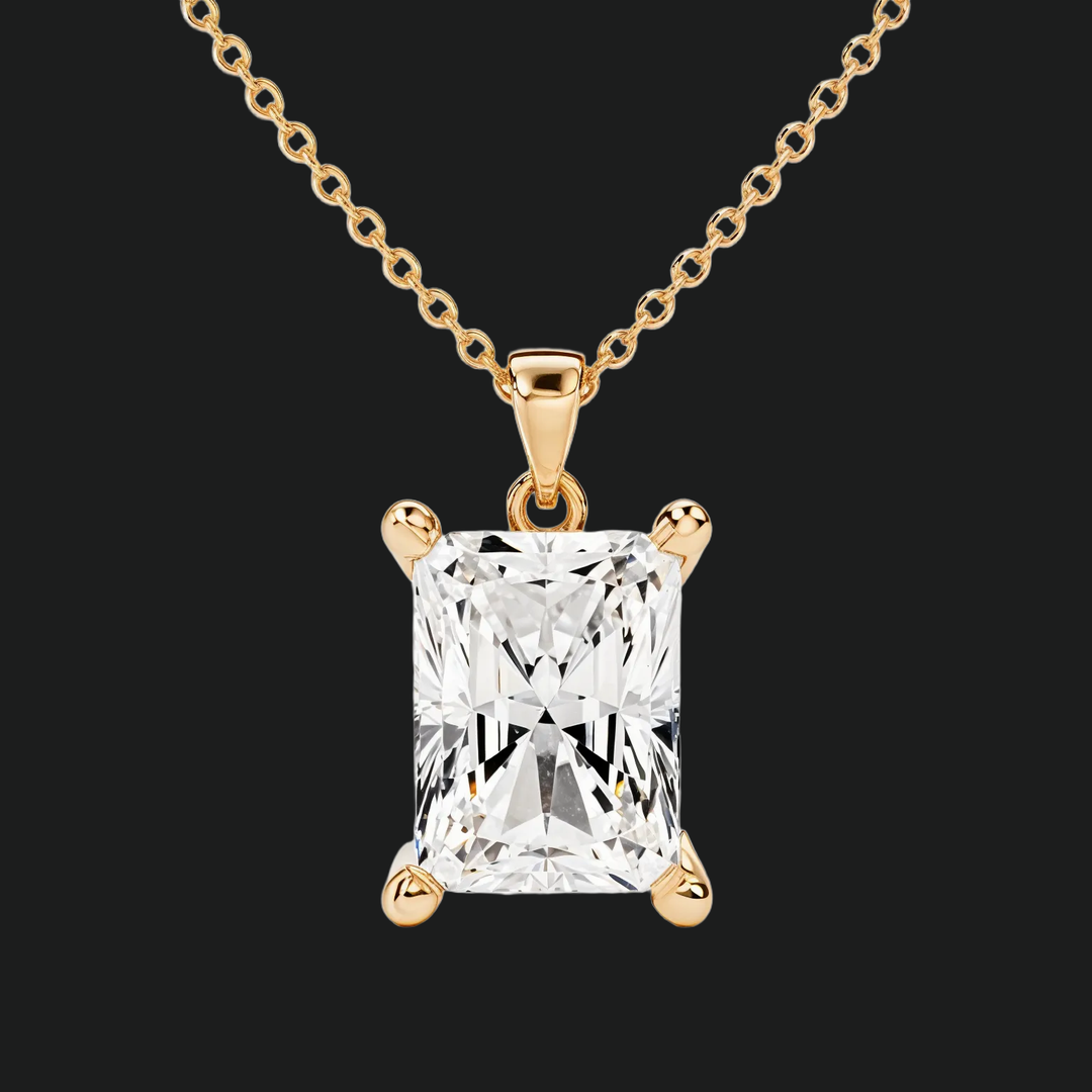 Radiant Cut Diamond Solitaire Anhänger - 9kt Weißgold mit Laborgewachsen Diamond