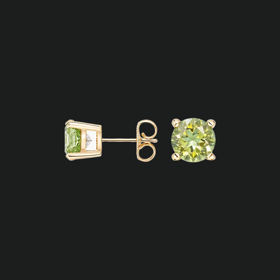 Runde Peridot Solitaire Stud Ohrringe
