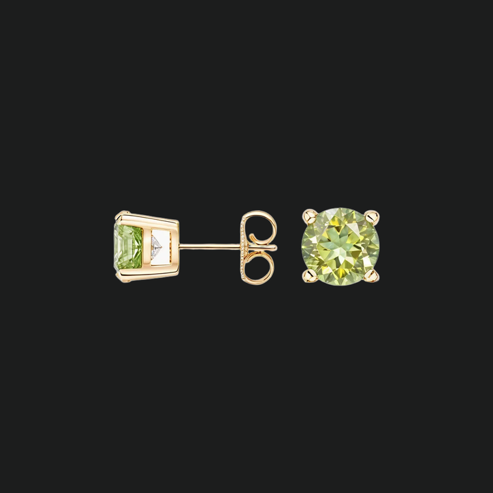 Runde Peridot Solitaire Stud Ohrringe