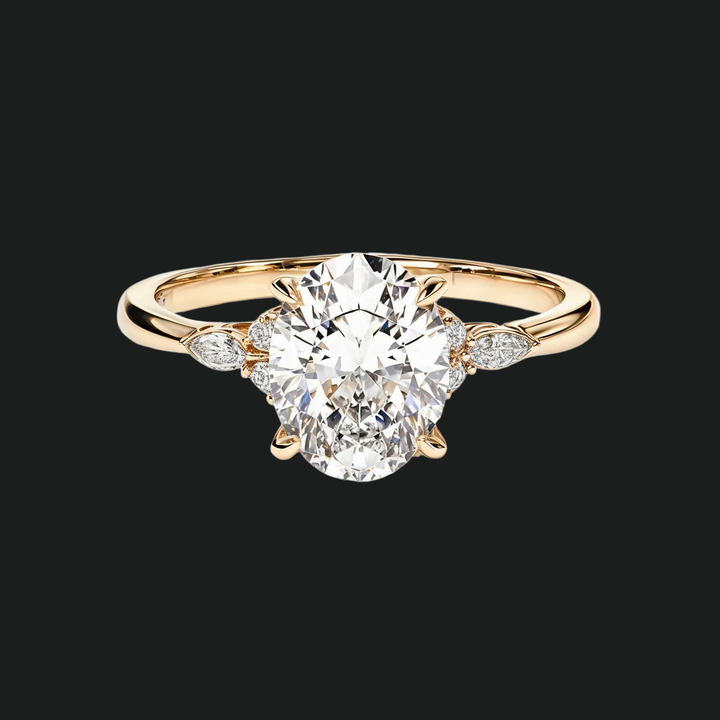 OVAL COT DIAMMANT ACCENT CLUSTER ANGERGENG RING U 9KT bijelom zlatu