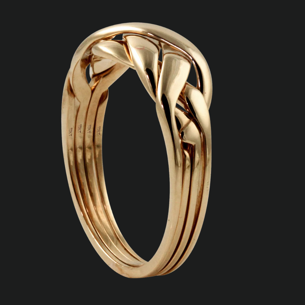 Intricate 4-Band Interlocking Puzzle Ring