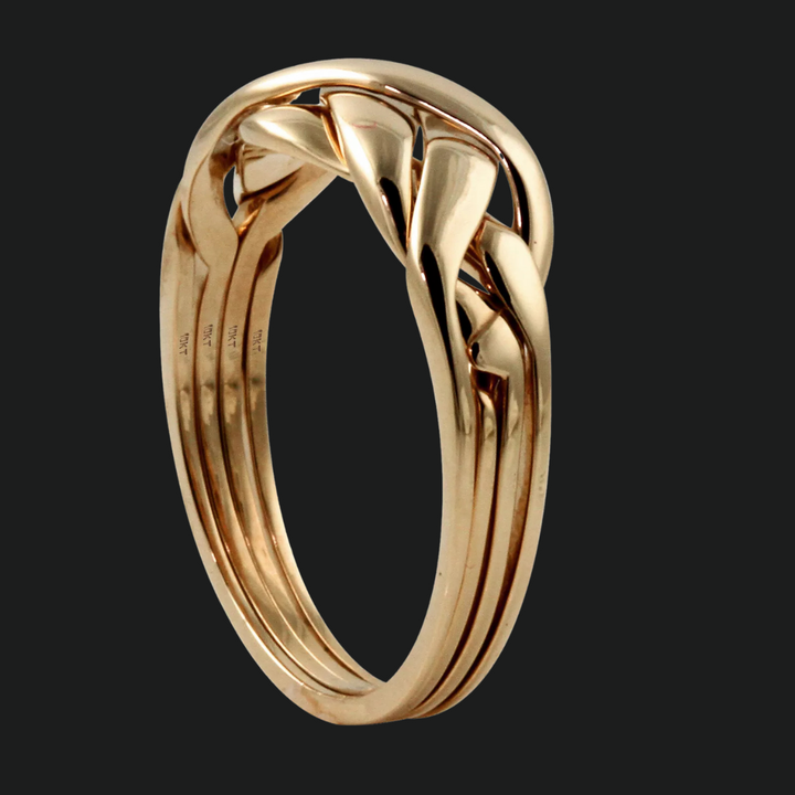 Intricate 4-Band Interlocking Puzzle Ring