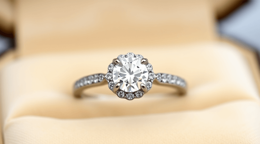 Elegante verborgen halo -verlovingsring met een sprankelende centrale diamant op een slanke band.
