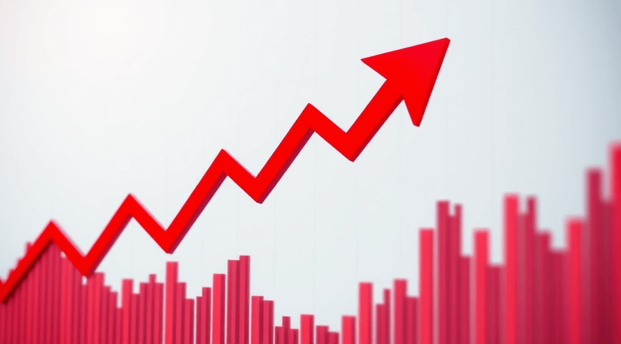 Rode pijlgrafiek die stijgende trends in sieradenprijzen aangeeft tijdens economische schommelingen.