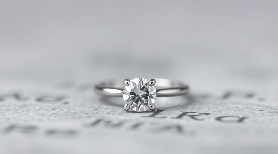 Close-up van een klassieke diamanten verlovingsring op gestructureerd papier.