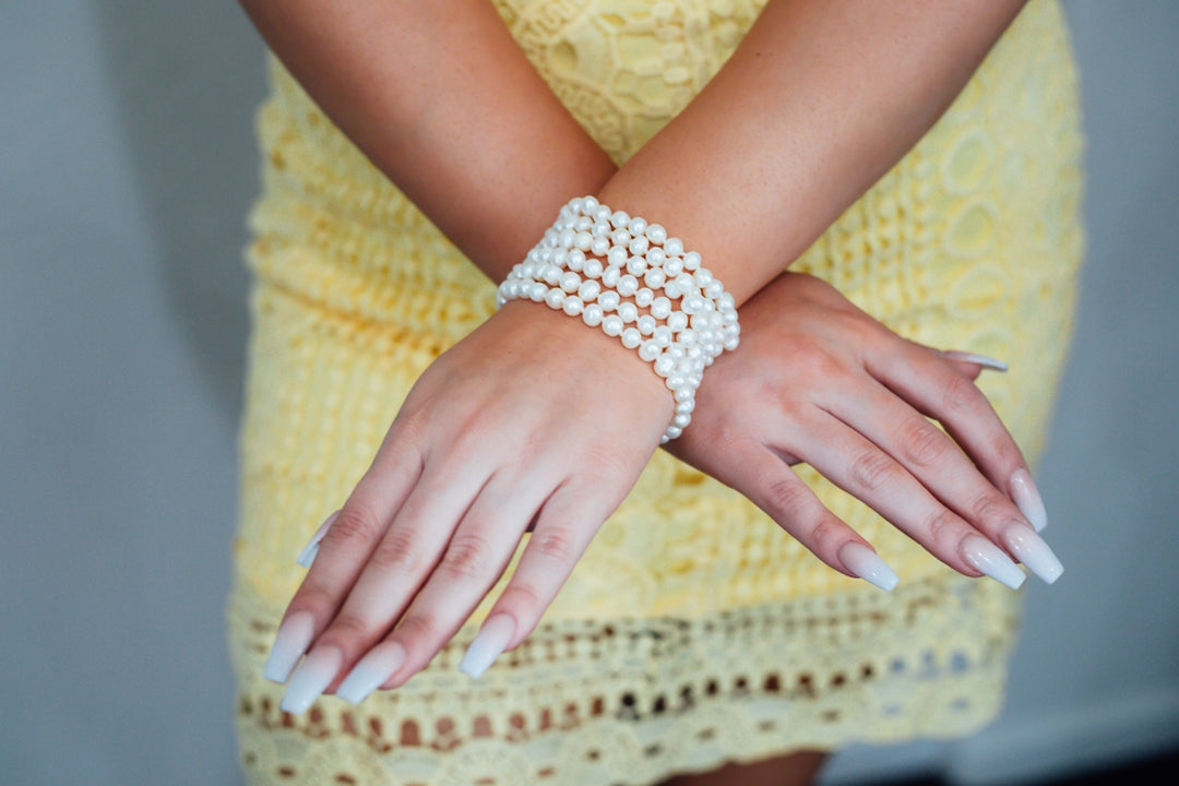 white beaded bracelet
