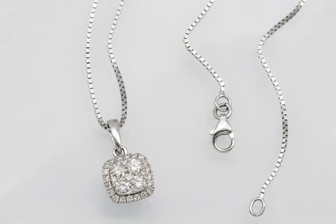 silver necklace with heart pendant