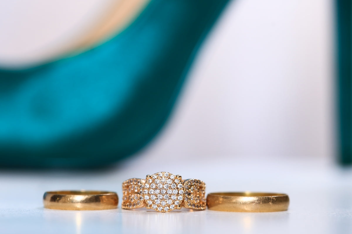 gold ring on blue and gold ring