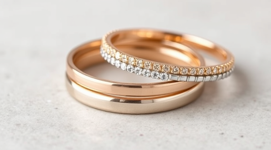 Stapelbare trouwringen met gemengde metalen, met een elegant ontwerp met diamanten en gladde afwerkingen.