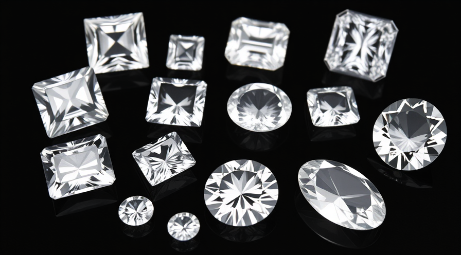 Verschiedene Diamantschnitte, einschließlich ovaler, Prinzessin und Smaragdformen vor einem dunklen Hintergrund.