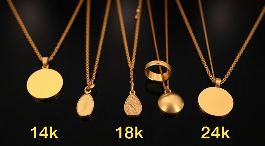 Vergelijking van 14K, 18K en 24K gouden sieraden, met kwaliteitsverschillen in kettingen en ringen.