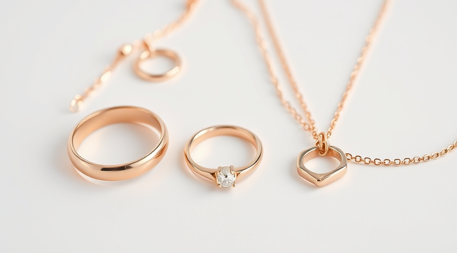 Eleganter Roségold -Schmuck mit Ringen und Halsketten auf weichem Hintergrund, der seine vielseitige Schönheit zeigt.