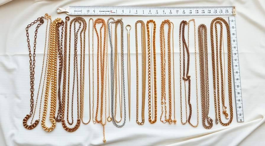 Variatie aan kettingketens georganiseerd op lengte en stijl, ideaal voor het selecteren van de rechter ketting voor elke outfit.