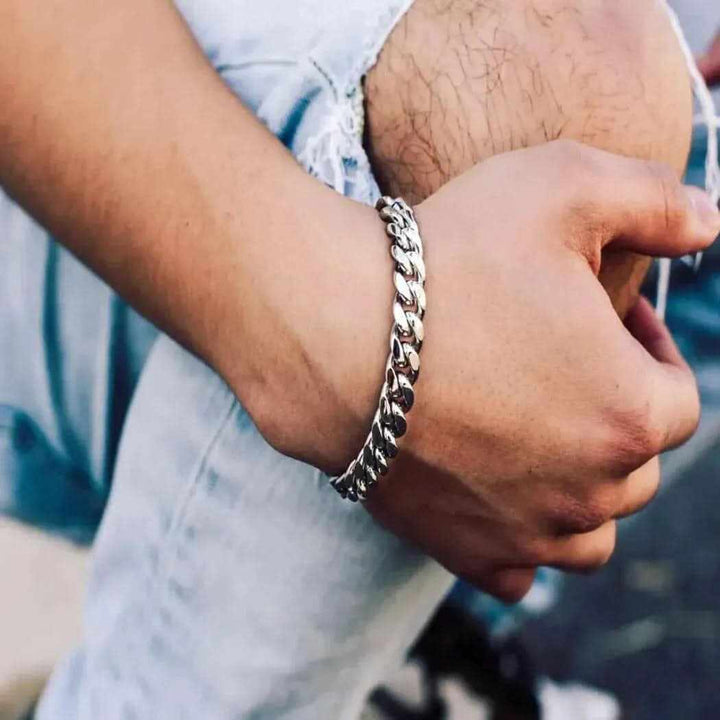 Black Alloy Diamond-Cut Cuban Łącze Bracelet
