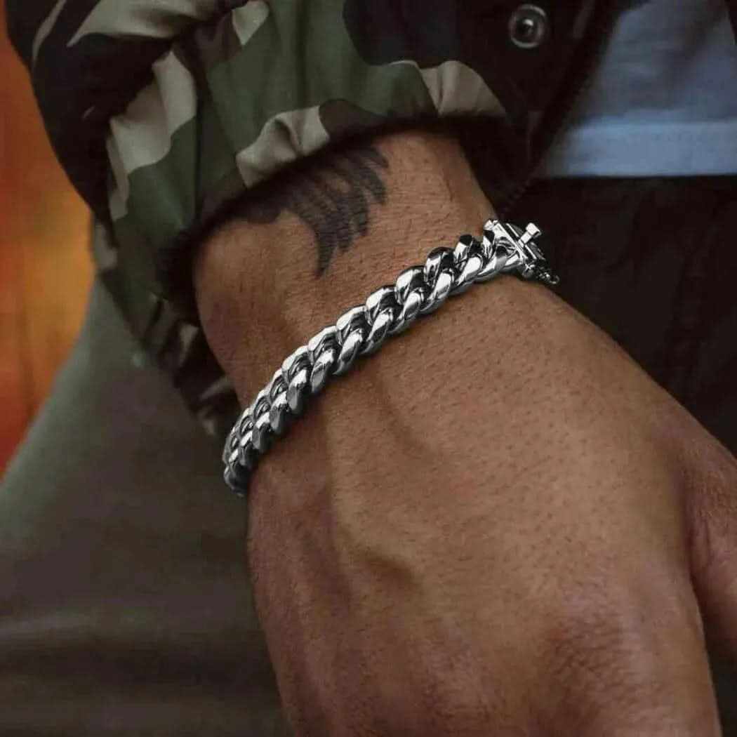 Black Alloy Diamond-Cut Cuban Łącze Bracelet