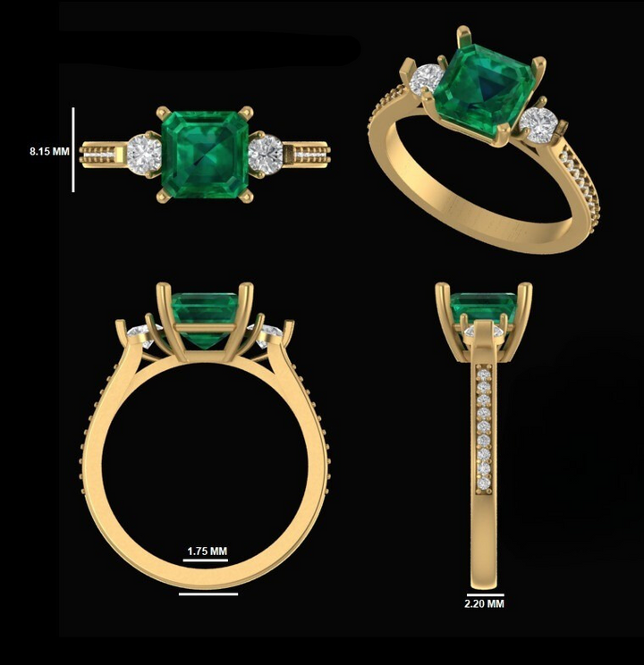Anello di fidanzamento con tre diamanti pavé